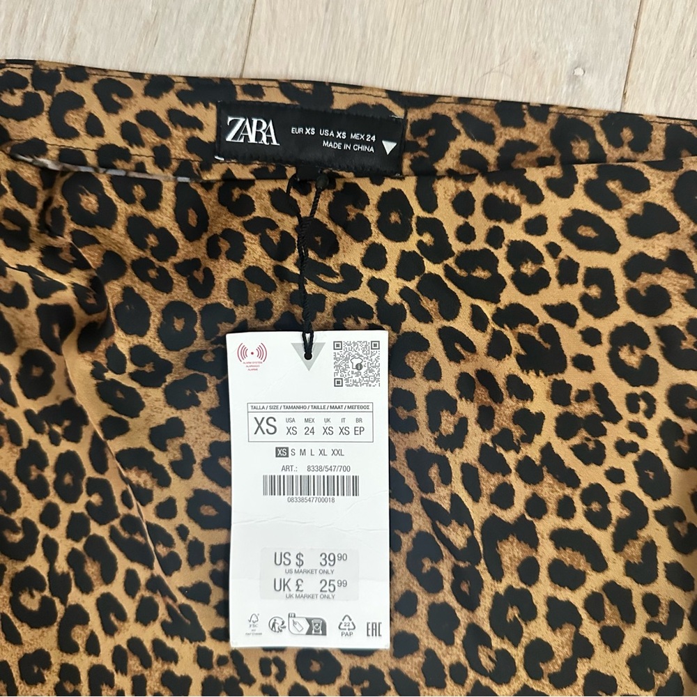 Zara Brown Leopard A-Line Skirt - Picture 2 of 3